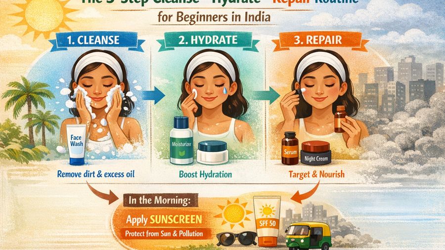 Beginner Routine (18–25) for Indian Weather: 3 Products, 30 Days