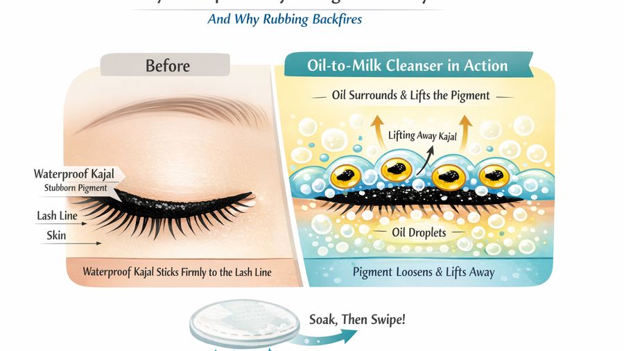 How to Remove Waterproof Kajal Without Tugging: The Oil-to-Milk Technique