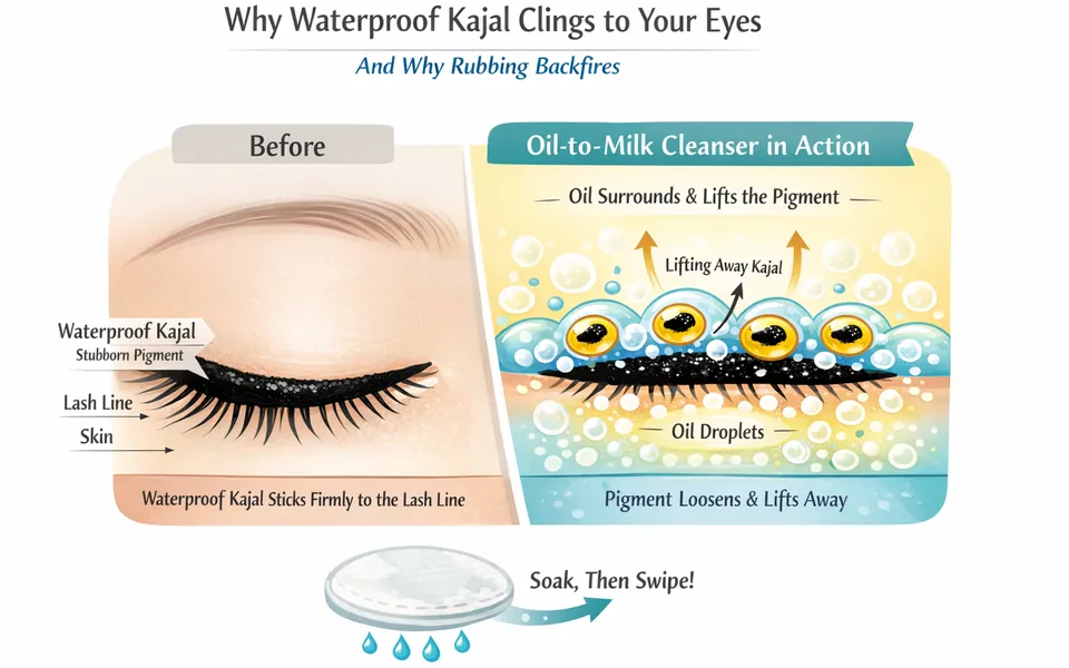 How to Remove Waterproof Kajal Without Tugging: The Oil-to-Milk Technique