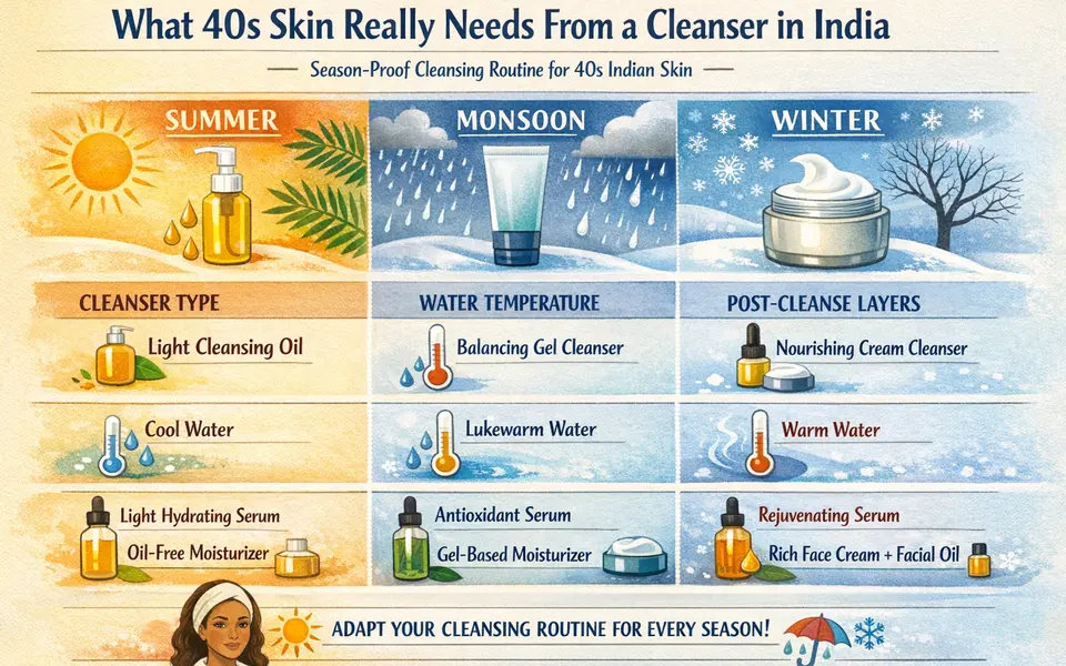 Best soothing cleansing oil & face wash for 40s skin plus wrinkles plus mature skin in all season