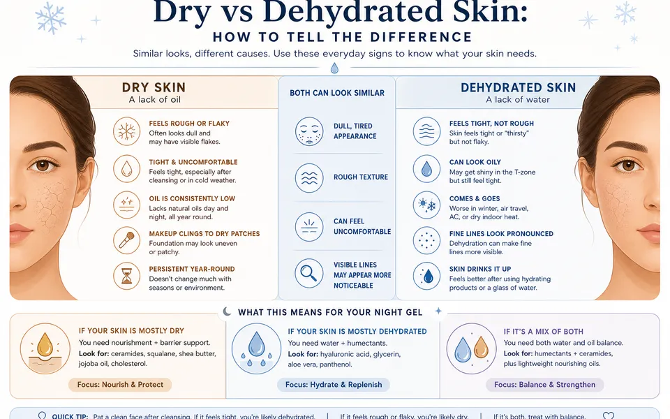 Best night gel for dry skin plus dehydrated skin in winter dryness