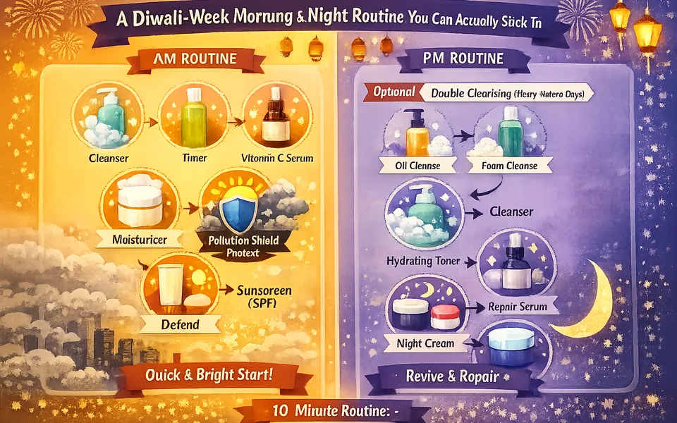 Diwali Week Skin: Smoke, Late Nights, and Dullness—Damage Control Plan