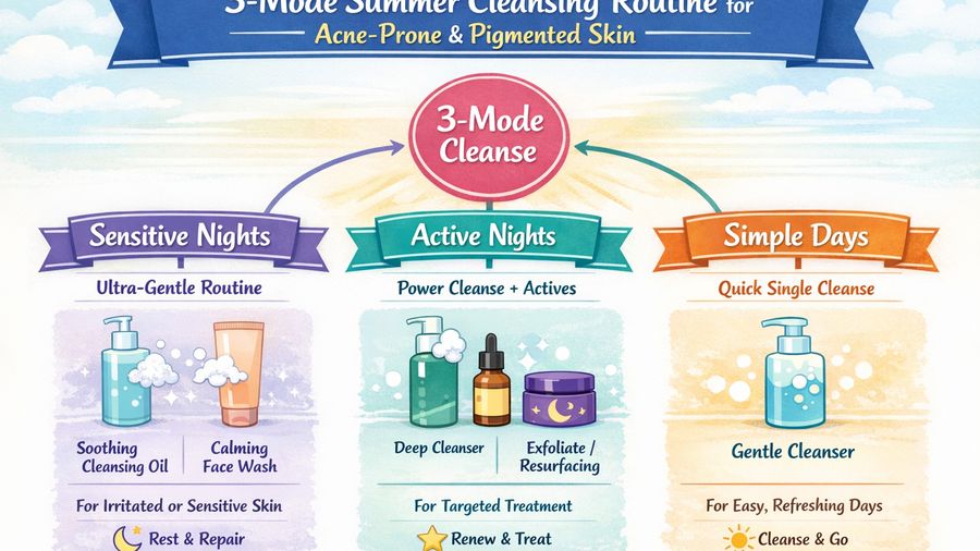 Soothing cleansing oil & face wash routine for acne prone skin plus pigmentation in summer use