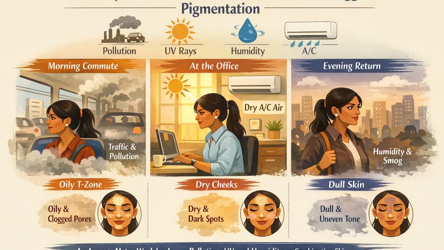 Best face serum for working women plus pigmentation plus combination skin in city pollution