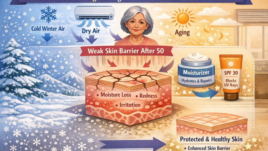 Best day cream for 50 plus dry skin with redness in winter dryness