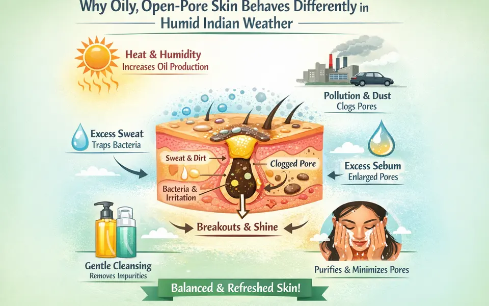 Soothing cleansing oil & face wash routine for office goers plus oily skin plus open pores in humid weather