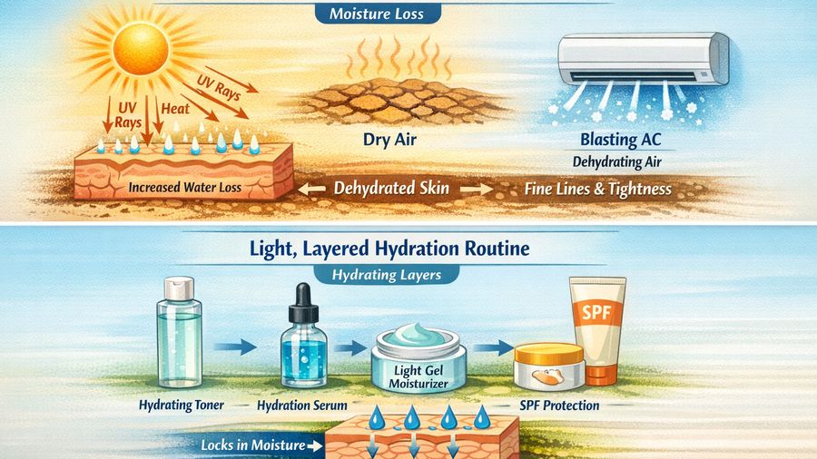 Hyderabad Dry Heat: Preventing Dehydration Lines Without Heavy Creams