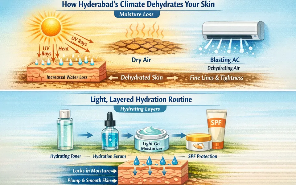 Hyderabad Dry Heat: Preventing Dehydration Lines Without Heavy Creams