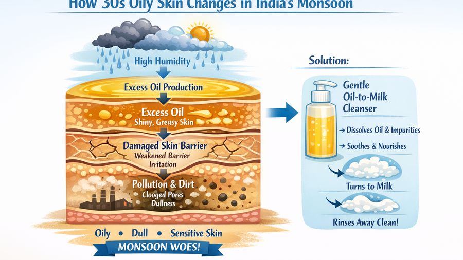 Best soothing cleansing oil & face wash for 30s skin plus dull skin plus oily skin in monsoon season