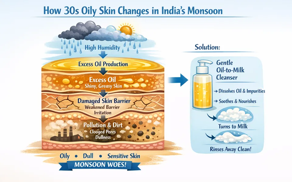 Best soothing cleansing oil & face wash for 30s skin plus dull skin plus oily skin in monsoon season