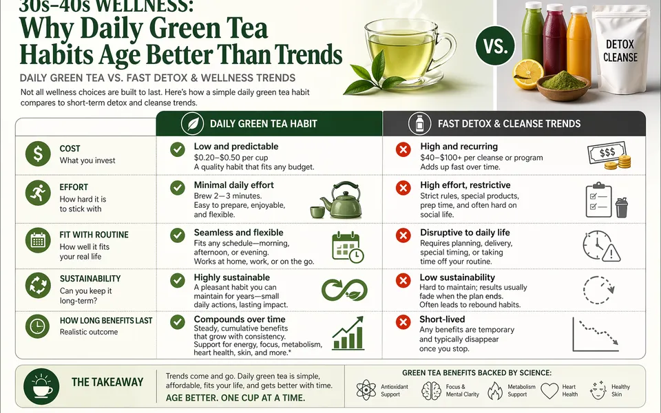 30s–40s Wellness: Why Daily Green Tea Habits Age Better Than Trends