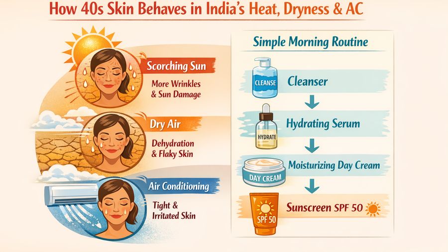 Best day cream for 40s skin plus wrinkles plus dehydrated skin in hot and dry