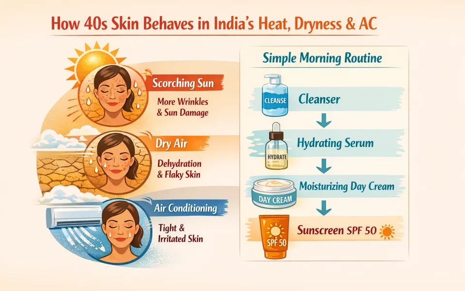 Best day cream for 40s skin plus wrinkles plus dehydrated skin in hot and dry