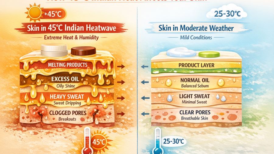 Heatwave Skincare in India: A 45°C Routine That Doesn’t Slide Off