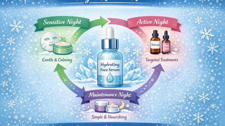 Face serum routine for dry skin plus fine lines in winter dryness