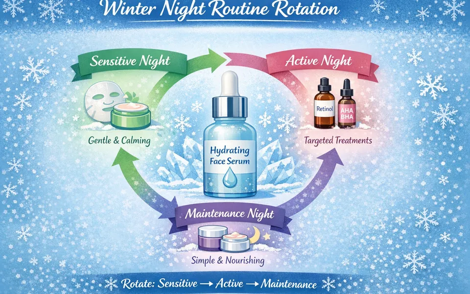 Face serum routine for dry skin plus fine lines in winter dryness