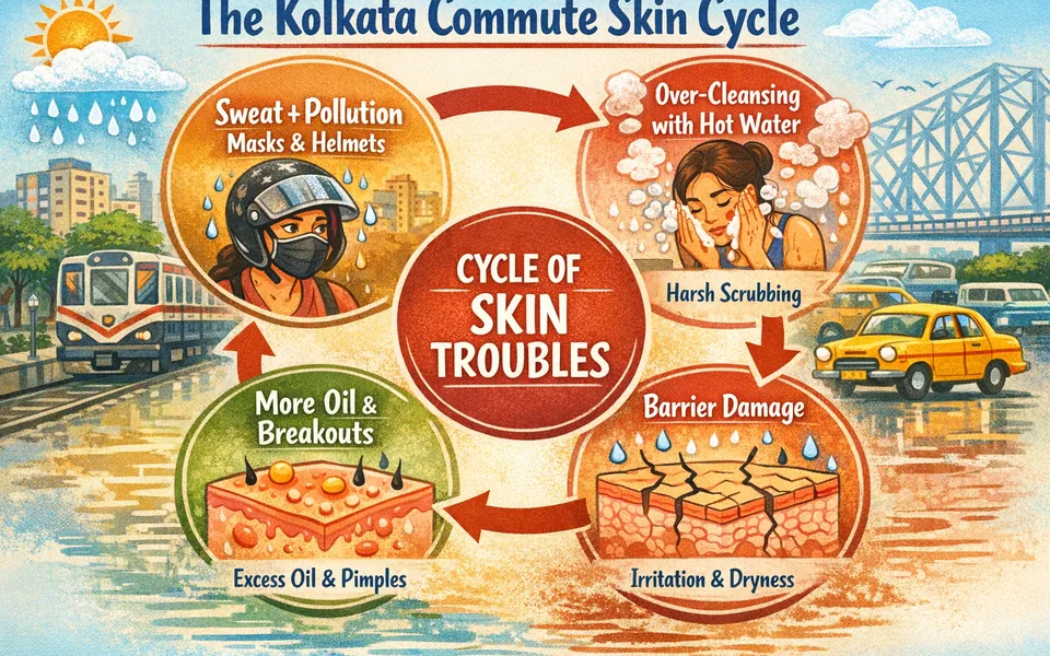 Kolkata Humidity + Commute Sweat: How to Keep Skin Clear (Not Stripped)