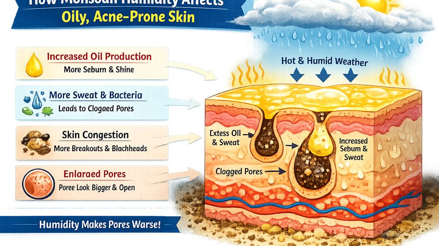 Face serum routine for oily acne prone plus open pores in monsoon season