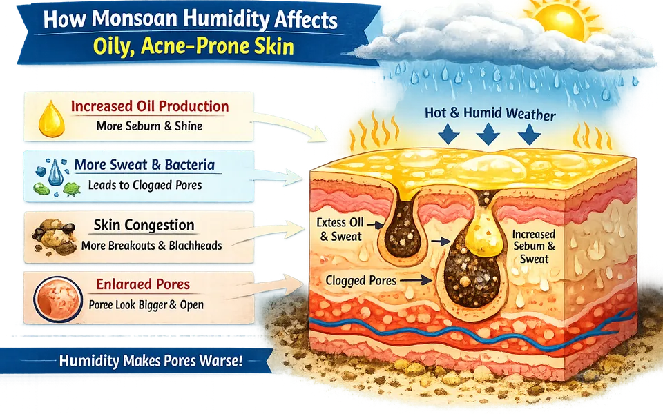 Face serum routine for oily acne prone plus open pores in monsoon season