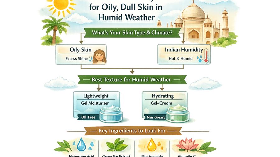 Best day cream for early 20s plus oily skin plus dull skin in humid weather