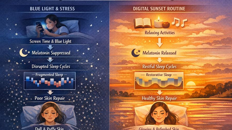 Late‑Night Screens Ruining Your Glow? Build a Digital Sunset Routine