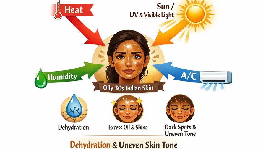 Best day cream for 30s skin plus uneven tone plus oily skin in summer use