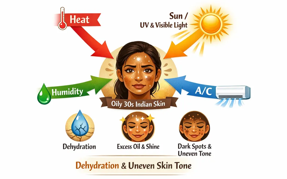 Best day cream for 30s skin plus uneven tone plus oily skin in summer use