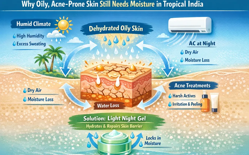 Best night gel for oily acne prone plus dull skin in tropical climate
