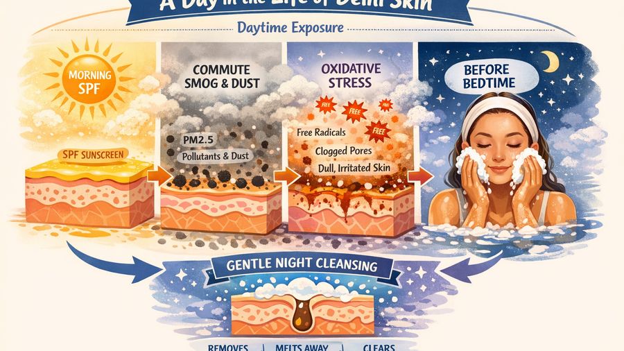 Delhi NCR Pollution Skincare: A Night Routine After Smog & Dust Days