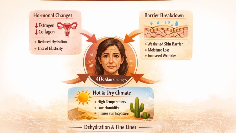 Best face serum for 40s skin plus fine lines plus dry skin in hot and dry