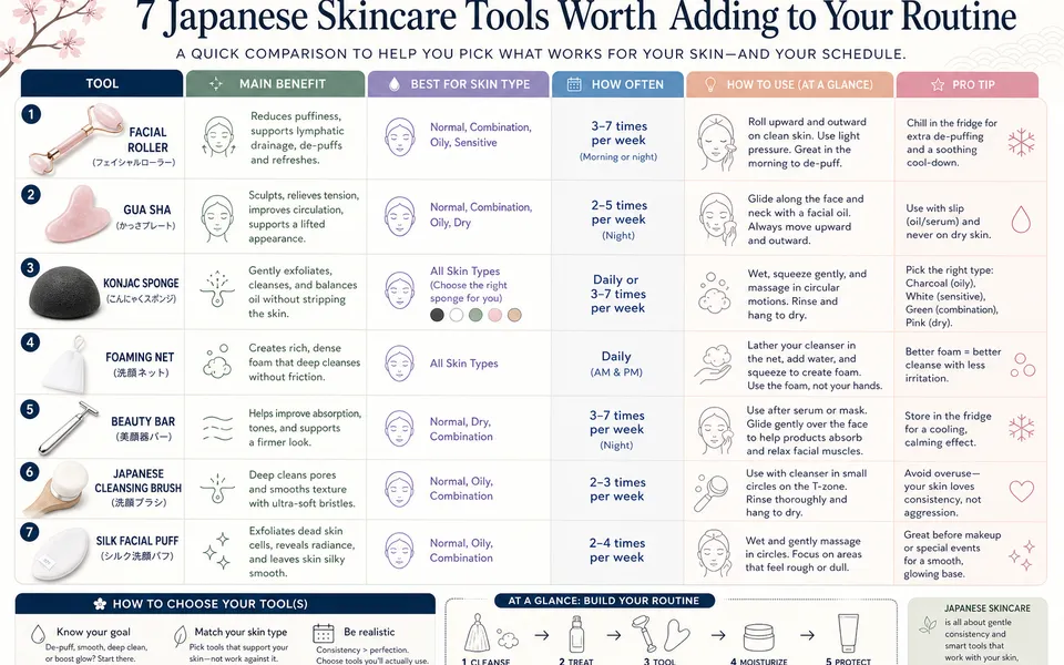 7 Best Japanese Cosmetic Tools You Need in Your Daily Routine - From facial rollers to cleansing brushes!!