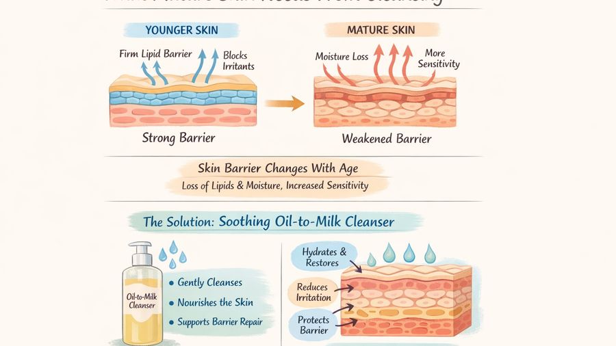 Soothing cleansing oil & face wash routine for mature skin plus anti aging in all season