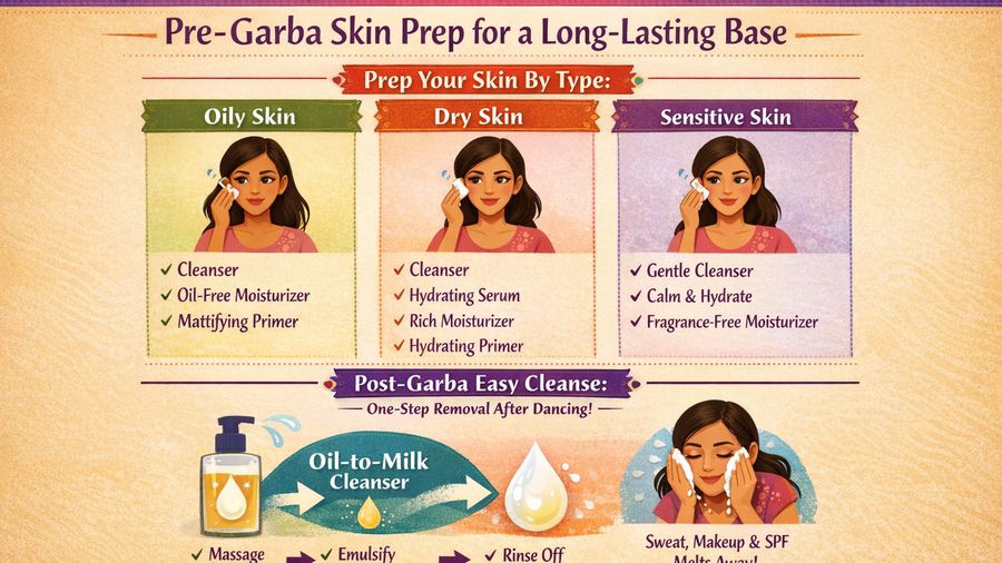 Navratri/Garba Nights: Sweat-Proof Base Prep + Easy Removal
