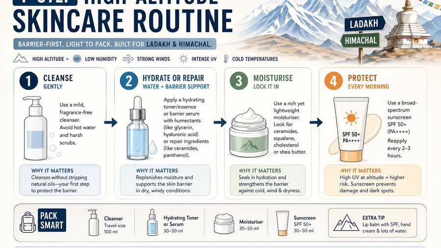 High-Altitude Skincare (Ladakh/Himachal): Wind Burn, Flaking, and UV