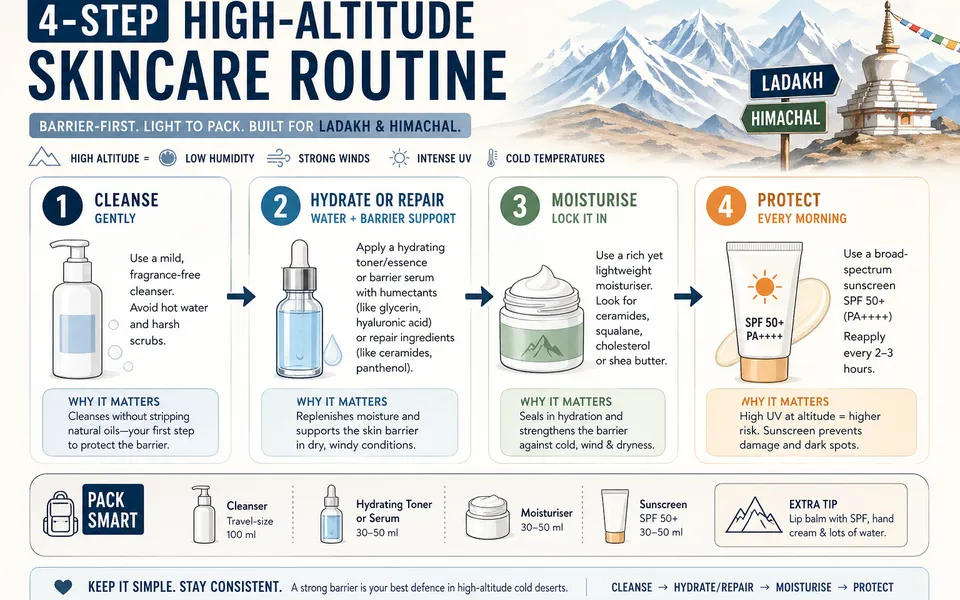 High-Altitude Skincare (Ladakh/Himachal): Wind Burn, Flaking, and UV