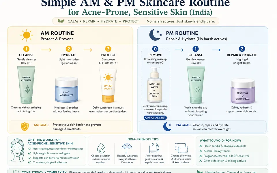 Skincare Regimen for Acne Prone Sensitive Skin: Non-Comedogenic Hydration (No Harsh Actives)