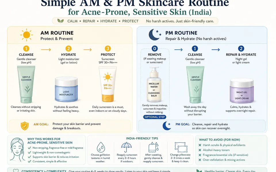 Skincare Regimen for Acne Prone Sensitive Skin: Non-Comedogenic Hydration (No Harsh Actives)
