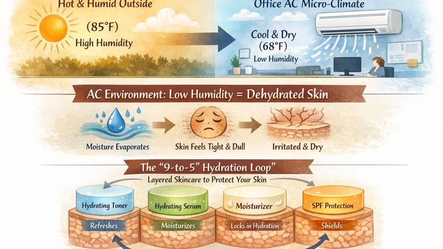 Office AC Skin: How to Prevent Mid-Day Dryness, Dullness, and Tightness