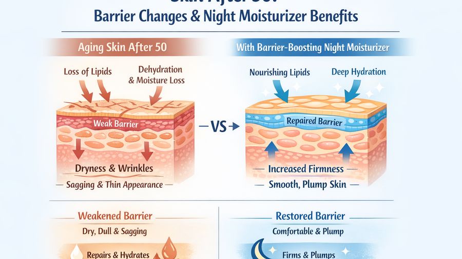 Best Night Moisturizer for 50+: Comfort, Barrier Repair, and Visible Plumpness