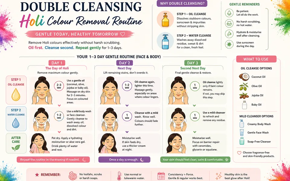Holi Colour Removal: Clean Skin Without Scrubbing or Burning