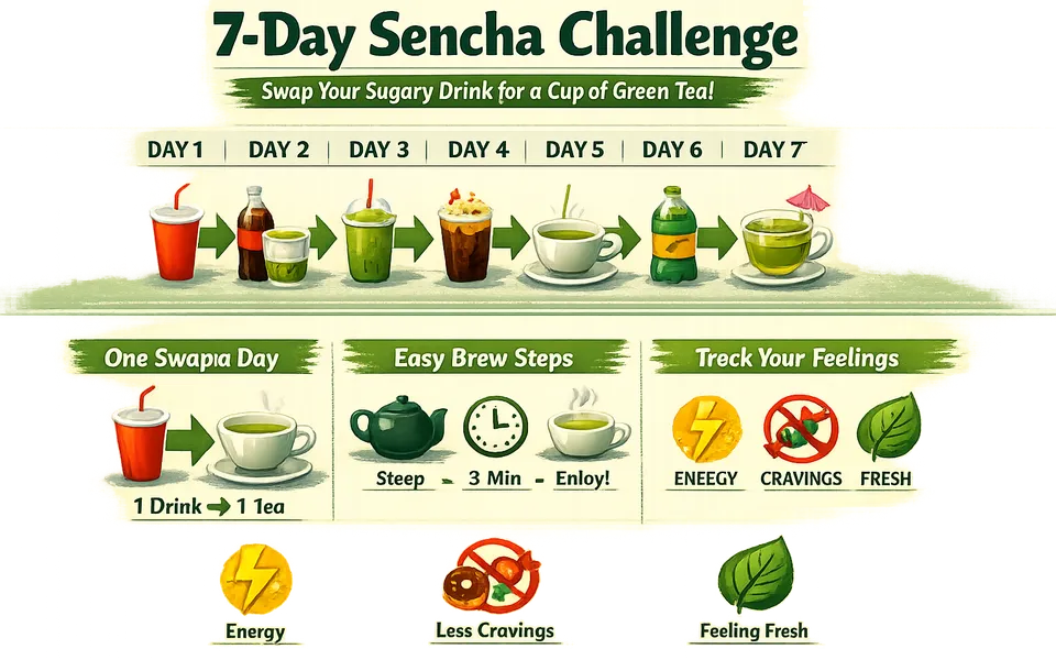 7‑Day Sencha Challenge: Replace One Sugary Drink and Track the Difference