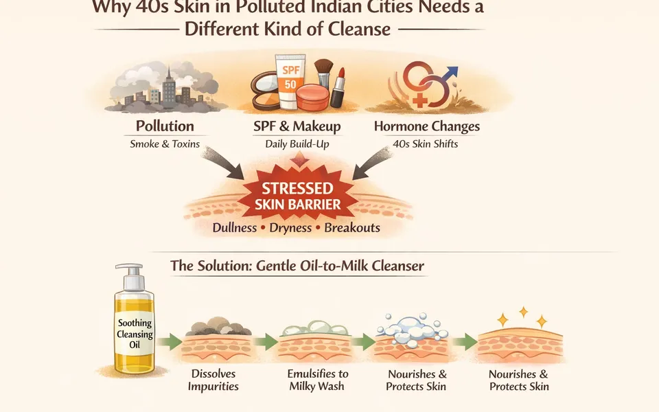 Best soothing cleansing oil & face wash for 40s skin plus dull skin plus combination skin in city pollution