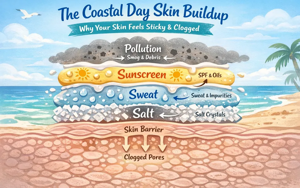 Coastal Vacation Skincare: Saltwater + Sweat + Sunscreen—The 2-Step Night Reset