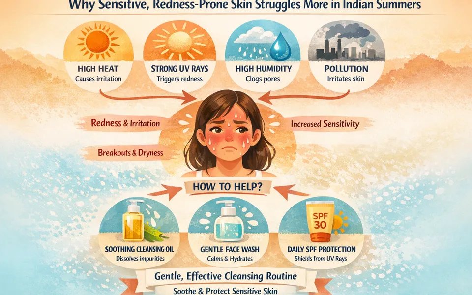 Best soothing cleansing oil & face wash for sensitive skin plus redness in summer use
