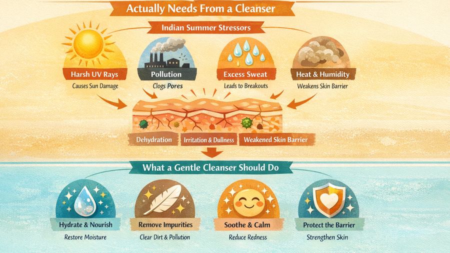 Best soothing cleansing oil & face wash for early 20s plus tanned skin plus dull skin in summer use