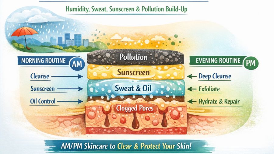 Guwahati Monsoon Skincare Routine: Humidity, Sweat, and Sunscreen Build-Up