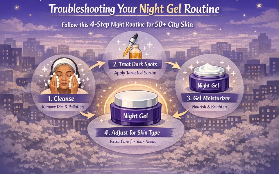 Best night gel for 50 plus plus dark spots plus pigmentation in city pollution