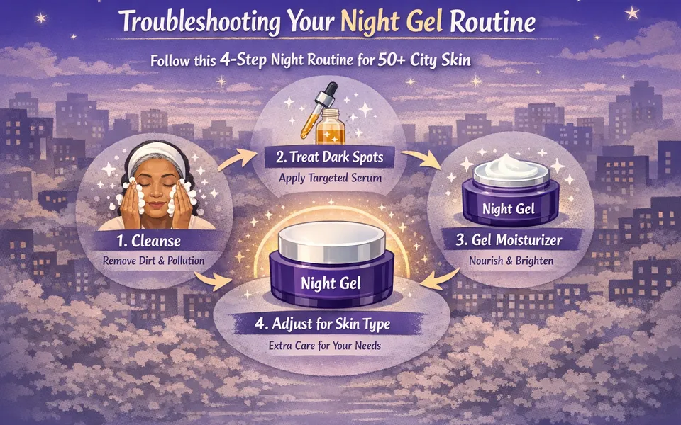 Best night gel for 50 plus plus dark spots plus pigmentation in city pollution