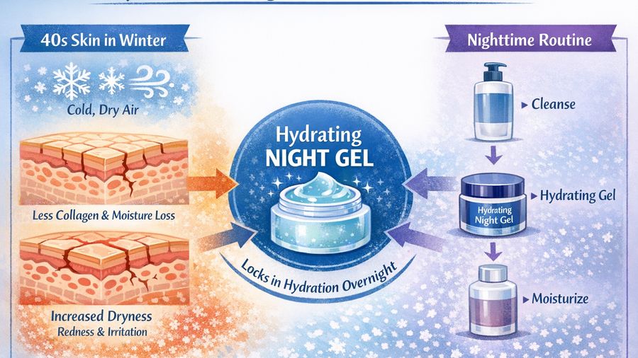 Best night gel for 40s skin plus fine lines plus sensitive skin in winter dryness